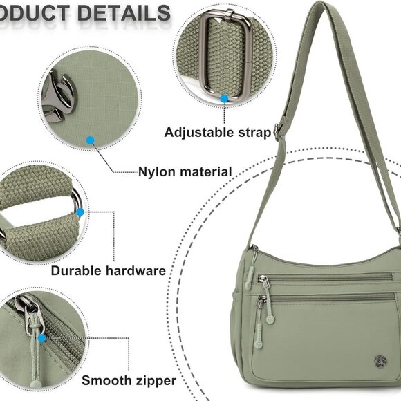 Stylish Water-Resistant Crossbody Purse with 10 Pockets - Lightweight & Secure - Picture 4 of 6